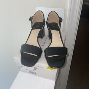 ALEX MARIE Black Leather Ankle Strap Open Toe Block Heel Shoe Women’s Size 10M